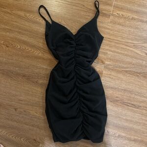 Elegant Black Ruched Dress